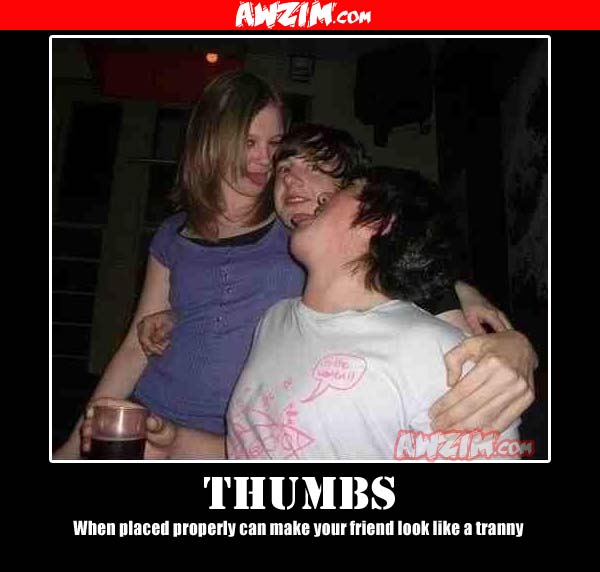 Thumbs demotivational poster